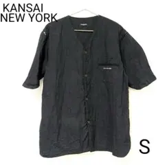 KANSAI NEW YORK 綿100% 半袖ノーカラーシャツ ブラックのサムネイル