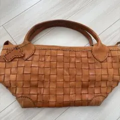 ロビタ レザー編み込みトートバッグ ブラウン
