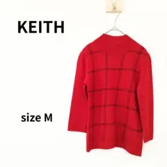 KEITH　七分袖ニット　ハイネック　チェック柄　Mサイズ　管理番号S-72のサムネイル