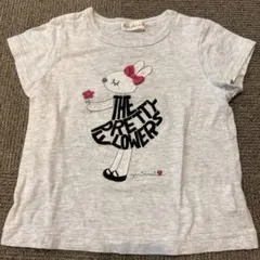 80センチ　ウサギ刺繍　グレーTシャツ