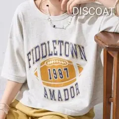 DISCOAT クロップドTシャツ　大人カジュアル　美品　ロゴTシャツ　グレー