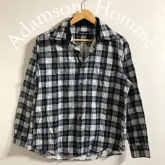 美品 黒 チェック 長袖 シャツ 古着 Adamson Homme 90s
