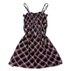 00s y2k平成 姫カジ 姫ギャル チェック リボン キャミワンピ チュニック