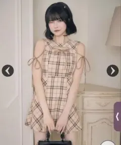 ミシェルマカロン フロントオープンチェックミニワンピ レッド - メルカリ