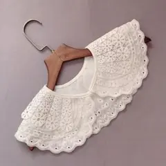 たなり様専用　つけ襟 レース 花柄 白 ビッグカラー アンティーク 重ね着 上品