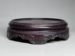 古美術　唐木紫檀底座　台座　香炉台　花台　瓶座　飾り台　木製　木座　仏像台