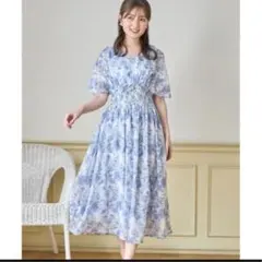 tocco closet ウエストシャーリングシアージャガードフラワーワンピース