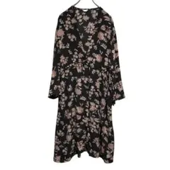 W-190【美品】Quelle Chance 花柄 シャツワンピース ブラック