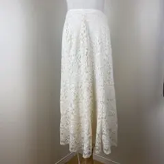 【ユニクロUNIQLO】アイボリー レース ロングスカートサイズL