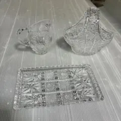 食器　ガラス　クリスタル風　３点セット