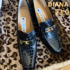 新品✨DIANA ダイアナ　金バックル　クロコ柄　ブラック　23.0cm