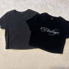 GU グレー・黒 半袖ミニTシャツのサムネイル