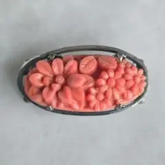 アンティーク　帯留　珊瑚風　帯留め　Q8　ブローチ　浴衣　着物　浪漫　サンゴ