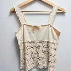 【美品】ワンダフルワールド クロシェレース キャミソール ビスチェ アイボリーのサムネイル