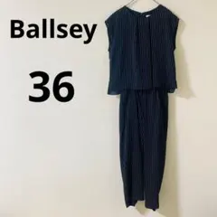 Ballseyボールジィノースリーブオールインワンストライプ柄総ウエストゴム綺麗