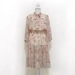 マックスマーラ Max Mara シルク 花柄 ワンピース ピンク ボウタイ