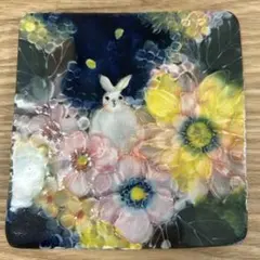 ゆずりは 陶芸作家 野村晃子 皿 小皿 中サイズ 猫の焼き物 瀬戸焼 陶器
