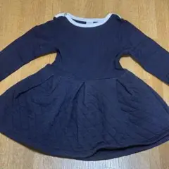 used プチバトー　ネイビー 長袖 ワンピース 5a 110cm