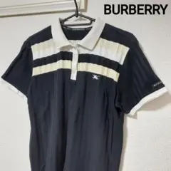 バーバリー BURBERRY GOLF ポロシャツホースマーク半袖黒レディースL