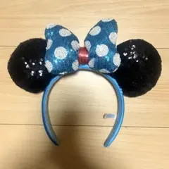 ミニーマウス カチューシャ 水色 スパンコール