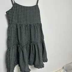 グリーン系チェック キャミワンピース