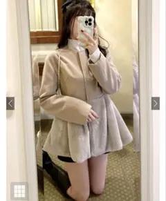 美品 GRL ファー切替ぺプラムコート[ask26]