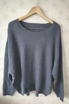 ☆GRL グレイル リブ編み 長袖 ニット セーター ブルー フリーサイズ☆