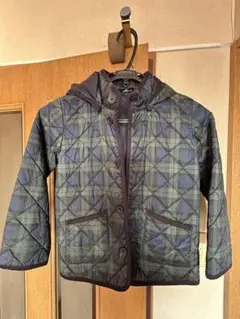 130cm ダークグリーン チェック柄 ジャケット