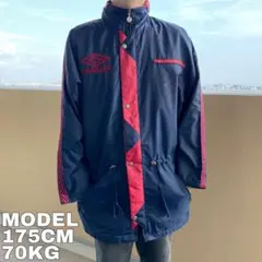 UMBRO アンブロ ナイロンジャケット コート 刺繍 紺 赤 L 10498