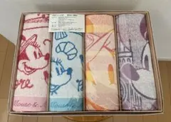 【新品】ディズニー　フェイスタオル　4枚　ミッキーマウス/ミニーマウス　読売新聞