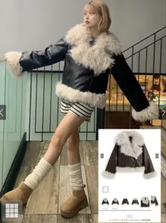 タグ付き新品GRL グレイル シープファーライダースジャケット[fo2205]