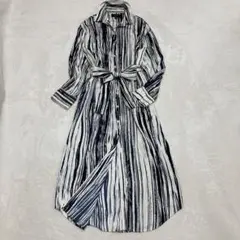【美品】BANANA REPUBLIC ロングシャツワンピース　長袖　ストライプ