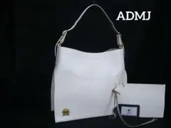 極美品 A.D.M.J. レザー トートバッグ ワンショルダー ホワイト系