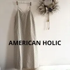 AMERICAN HOLIC ドット　スカート　ワンピース　キャミワンピース　白