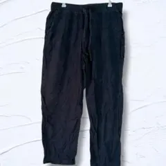 UNIQLO【M】黒 ワークパンツ ゴムウエストドローストリング コットン
