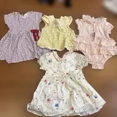 80サイズ　女の子　ワンピースとトップス4点セット