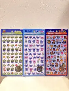 ディズニー　ボンボンドロップシール ミニ　ズートピア　スティッチ　エイリアン