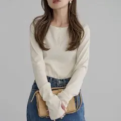 ラス①Bonjour Sagan 前後2WAYラメリブヘンリーネックプルオーバー