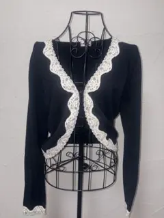 Y2K レーストリム ショートカーディガン フェアリーグランジ 平成ギャル