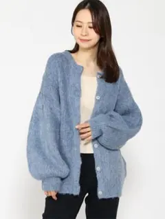 GLOBAL WORK ジャギーニットカーデ ブルー ブルー