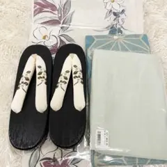 新品 帯 下駄 3点セット 豪華な孔雀柄刺繍 浴衣 夏祭り 花火大会 半幅