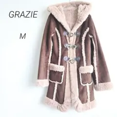 グレイジー ボアコート フェイクファー ベロア ブラウン M ふわふわ