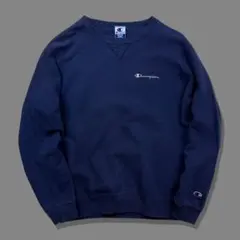90s USA製 Champion チャンピオン スウェット ロゴ刺繍 ネイビー