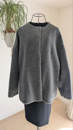 ★ボアハーフコート★　グレー　フリーサイズ
