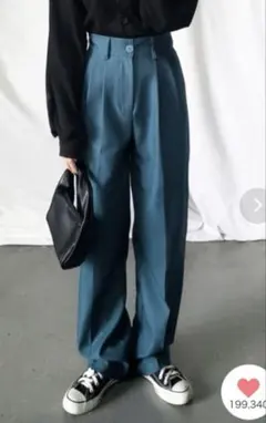 ハイウエスト　ワイドパンツ ハイウエスト スラックス　M