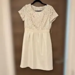 persodea レーストップ ホワイトミニワンピース サイズ9