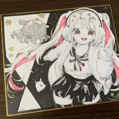 色紙イラスト　オリジナル 手描き アナログ　女の子とメンダコ