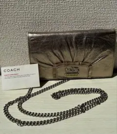 【希少】コーチ2way お財布ポシェット(ショルダー&クラッチバッグ)ゴールド