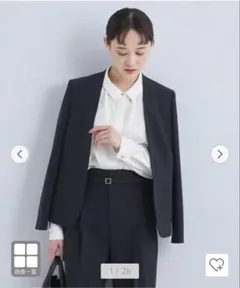 グリーンレーベルリラクシング　襟付き ワイドロングスリーブ シャツ オフホワイト