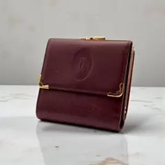 美品　カルティエ　マスト　2C　がま口財布　 コンパクトウォレット Cartier（カルティエ） 三つ折り 財布 がま口 マスト レザー